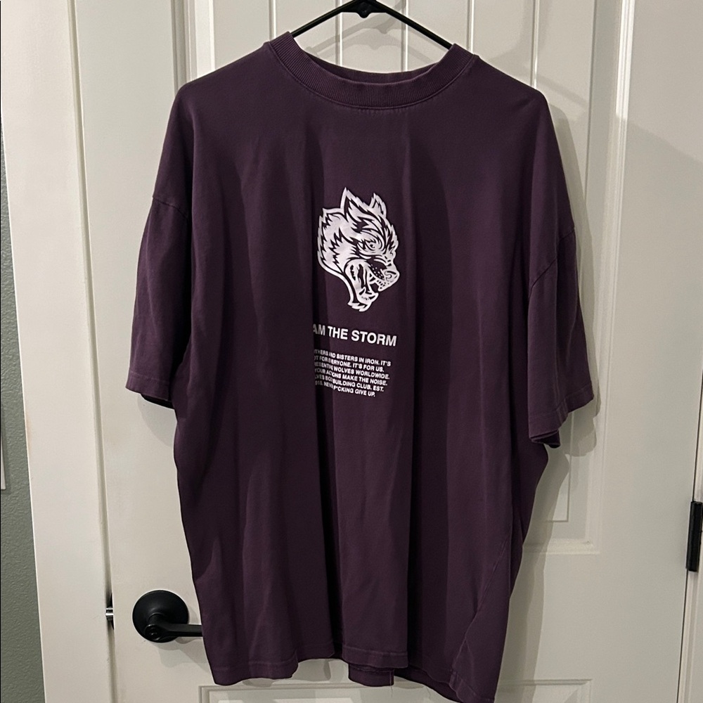 Men's DARC SPORT oversized Purple Graphic Tee with Wolf Emblem